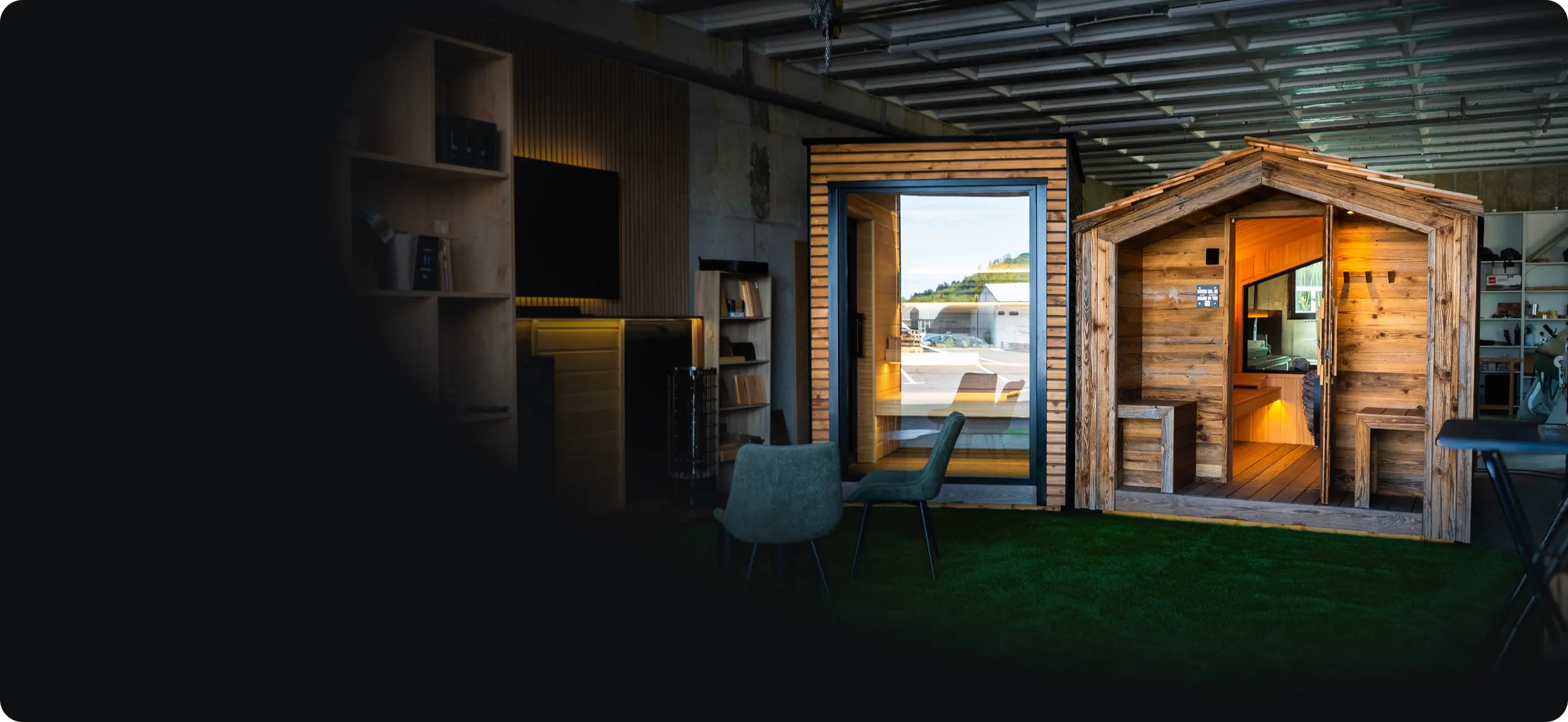 Le showroom Zen Sauna à Allinges : saunas extérieurs montés et exposés grandeur nature